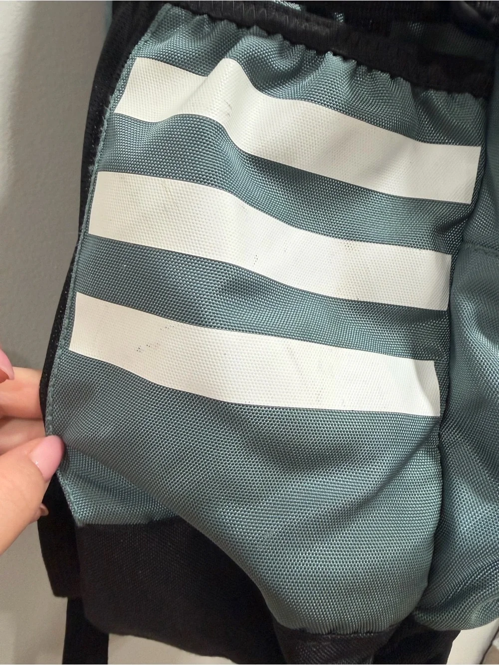 Adidas Classic Backpack Gray Green White Stripe School Travel Laptop Bag